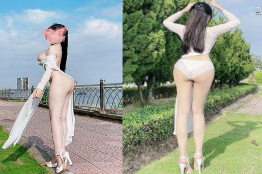 Clip sech áo dài mở hàng bên bờ sông